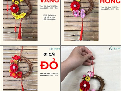 Vòng treo cửa Tết dây rừng Mai Đào Mini Decor Tết [Cute - Nhiều kiểu] PKT-TET-13
